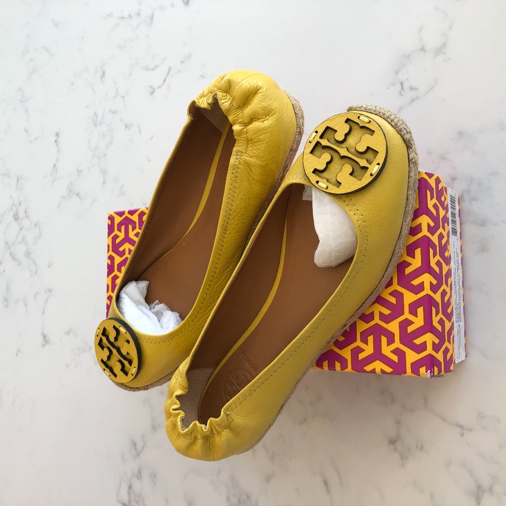Tory Burch Joy Tumbled Calf Espadrille Flats